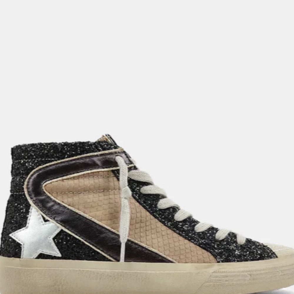 SHU SHOP ROXANNE BLACK GLITTER SNEAKERS